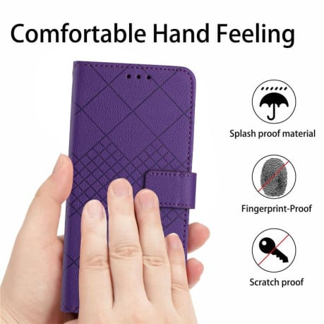 Чехол-книжка Rhombic Grid Texture для Motorola Moto G86 5G  - фиолетовый