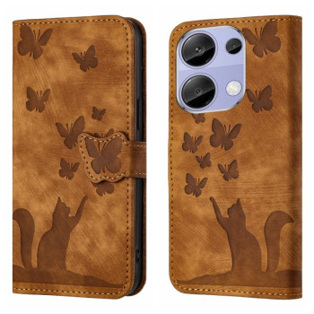 Чохол-книжка Cat Embossing Pattern на Xiaomi Redmi Note 14S/ 13 Pro 4G / POCO M6 Pro 4G - коричневий