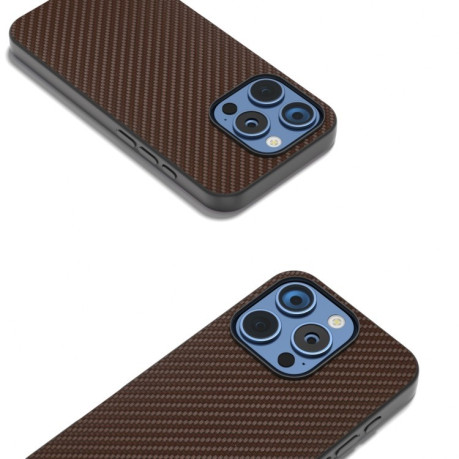 Ударозахисний чохол Carbon Fiber Texture Protective на iPhone 16 Pro Max - темно-коричневий