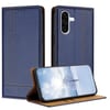 Чехол из веган-кожи с прострочкой Escase на Samsung Galaxy A27 5G — синий