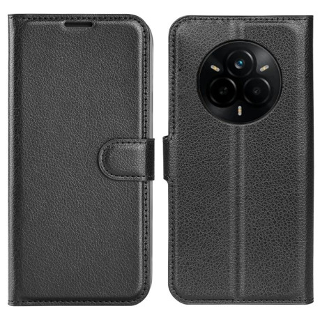 Чохол-книжка Litchi Texture Horizontal Flip Leather на Realme 14 Pro+ - чорний