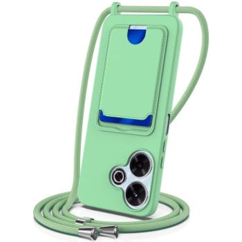 Силіконовий чохол Integrated Card Bag Solid Color Liquid Silicone на Xiaomi Poco M6 4G - зелений