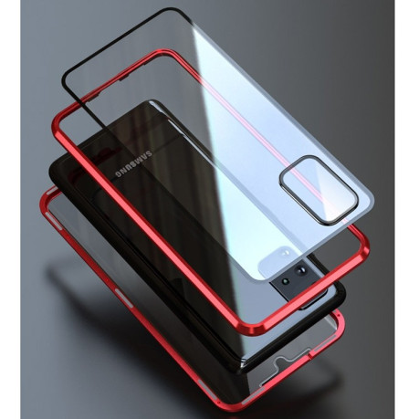 Двусторонний магнитный чехол Magnetic Angular Frame Tempered Glass на Samsung Galaxy S20 - черный