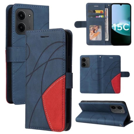 Чохол-книжка CaseNeo Splicing Dual Magnetic Buckle Leather на Xiaomi Redmi 15C 4G EU / 15C 5G 173.1mm - синій