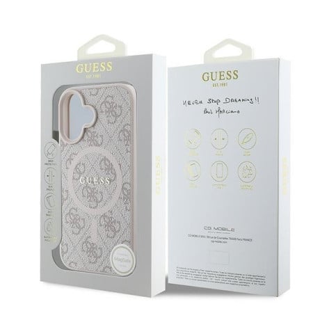 Оригинальный чехол Guess 4G Ring Classic Logo MagSafe для iPhone 16 Plus - Pink