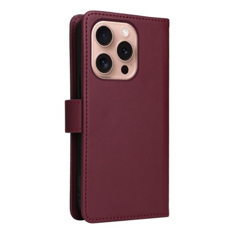 Чохол-книжка BETOPNICE BN-005 2 in 1 Detachable Imitate Genuine Leather для iPhone 16 Pro - винно-червоний