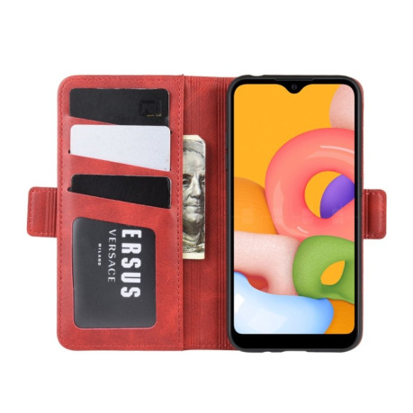 Чехол-книжка Dual-side Magnetic Buckle для  Samsung Galaxy A01 - красный