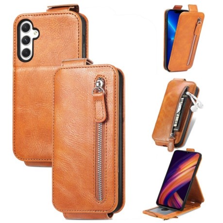 Флип-чехол Zipper Wallet Vertical для Samsung Galaxy A25 5G - коричневый