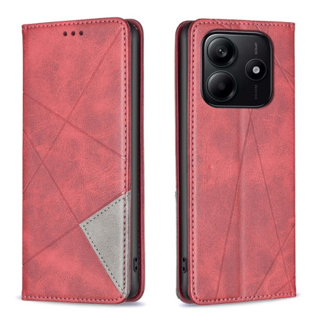 Чехол-книжка Rhombus Texture для Xiaomi Redmi Note 14 5G/Poco M7 Pro 5G - красный