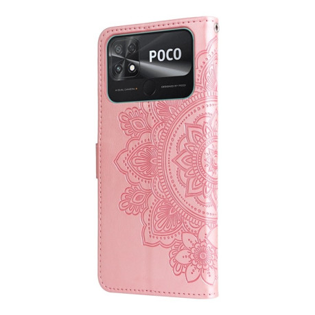 Чохол-книжка 7-petal Flowers Embossing для Xiaomi Poco C40/Redmi 10c - рожеве золото