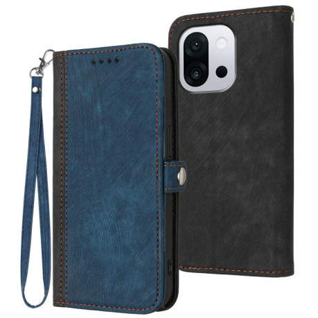 Протиударний чохол Combination для OnePlus 13T Side Buckle Double Fold Hand Strap Leather Phone Case - синій