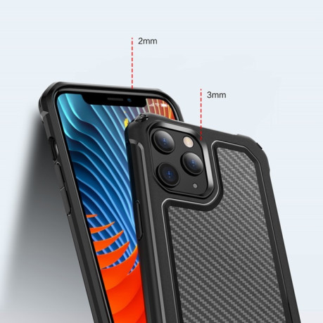 Ударозащитный чехол Transparent Carbon Fiber Texture на iPhone 12 Pro Max - синий