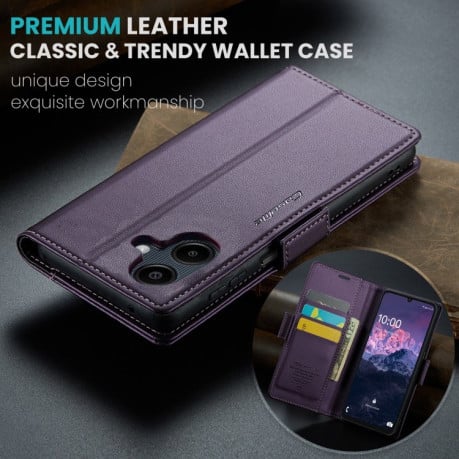 Чехол-книжка CaseMe 023 Butterfly Buckle Litchi Texture RFID Anti-theft Leather на Samsung Galaxy A07 / A06 - фиолетовый