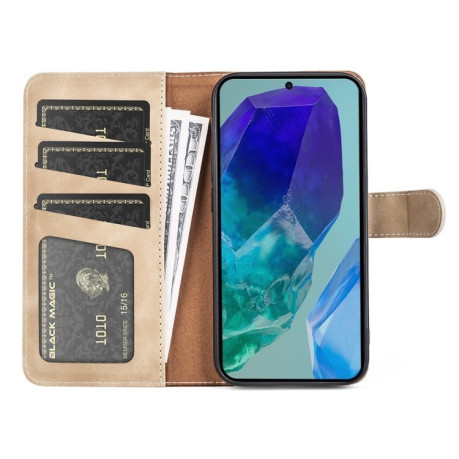 Чохол-книжка Stitching Horizontal Flip Leather для Samsung Galaxy M55 5G - жовтий