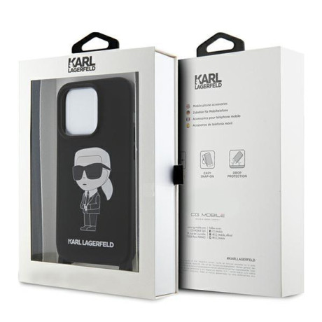 Оригинальный силиконовый чехол Karl Lagerfeld Crossbody Silicone Ikonik для iPhone 15 Pro Max - black(KLHCP15XSCBSKNK)