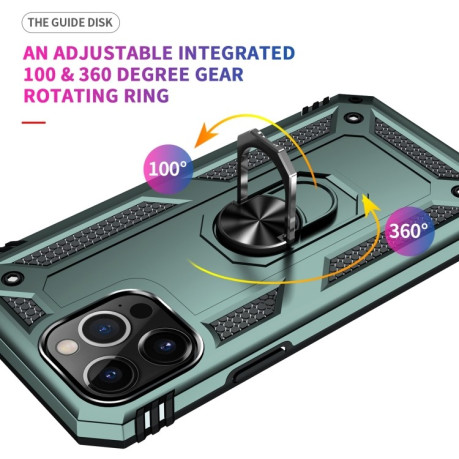 Противоударный чехол-подставка 360 Degree Rotating Holder на  iPhone 14 Pro - зеленый