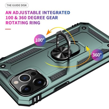 Противоударный чехол-подставка 360 Degree Rotating Holder на iPhone 14 Pro Max - зеленый