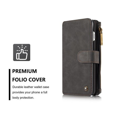 Кожаный Чехол-кошелек CaseMe с отделением для  кредитных карт для iPhone 7 Plus/ 8 Plus черный