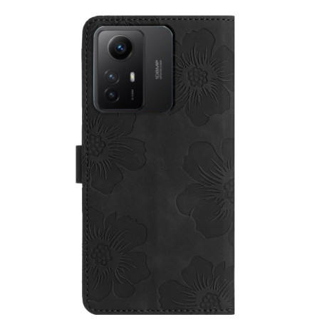 Чехол-книжка Flower Embossing Pattern для Xiaomi Redmi Note 12S - черный