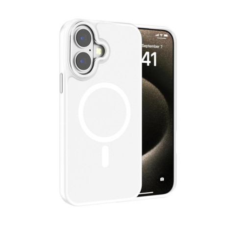 Противоударный чехол Kalebol Metal Lens Frame MagSafe Frosted PC для iPhone 17 - белый