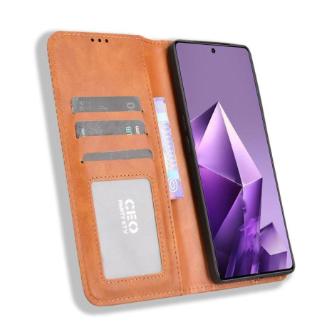 Чохол-книжка Magnetic Buckle Retro Crazy Horse Texture на Infinix Note 50 Pro+ - коричневий