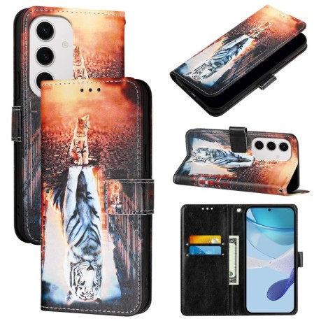 Чохол-книжка Pattern Plain Weave для Samsung Galaxy S24 FE 5G - Cats And Tigers