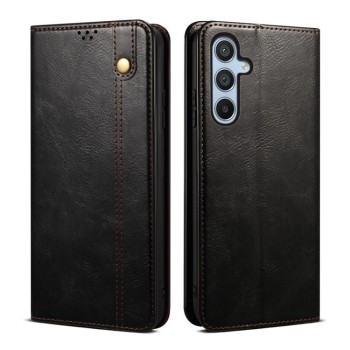 Чохол-книжка Simple з еко-шкіри Crazy Horse з воском на Samsung Galaxy A37 5G - чорний