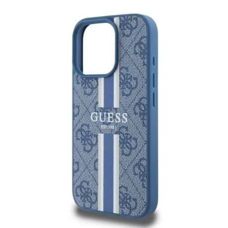 Оригинальный чехол Guess 4G Printed Stripes MagSafe для iPhone 16 Pro Max - blue