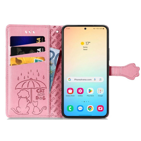 Чехол-книжка Cat and Dog для Samsung Galaxy S25 Ultra 5G - розовый