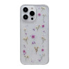 Противоударный чехол Gypsophila Flowers Pattern для iPhone 15 Pro - фиолетовый