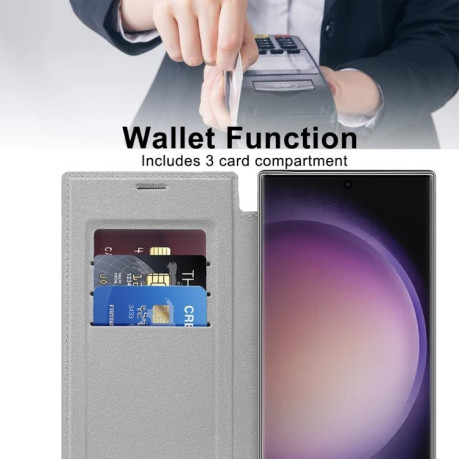 Чохол-книжка Shield MagSafe RFID Anti-theft Leather  для Samsung Galaxy S25 Ultra 5G - сірий