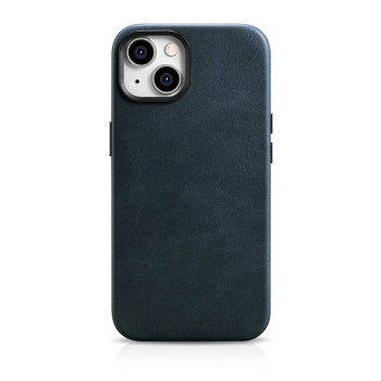 Шкіряний чохол iCarer Oil Wax Premium Leather Case (з MagSafe) для iPhone 14 Plus - Dark Blue (WMI14220703-BU)