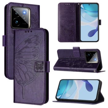 Чехол-книжка с тиснением “бабочки” и магнитным хлястиком на Realme GT7 Pro 5G - фиолетовый
