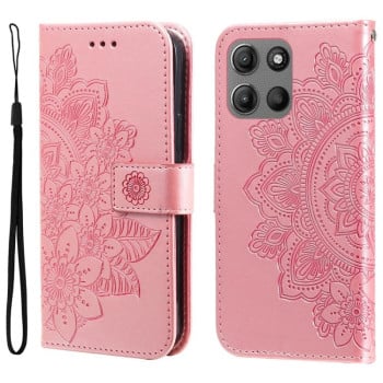 Чехол-книжка 7-petal Flowers Embossing для Motorola Moto G15 / G15 Power - золото