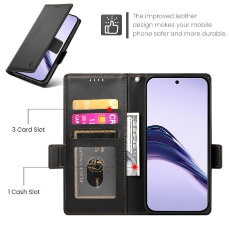 Чехол-книжка Side Buckle Magnetic Frosted Leather для Realme 13 Pro / 13 Pro+ Global - черный
