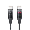Кабель USAMS US-SJ640 1.2m Type-C to Type-C PD100W Fast Charging Cable with Colorful Light - черный