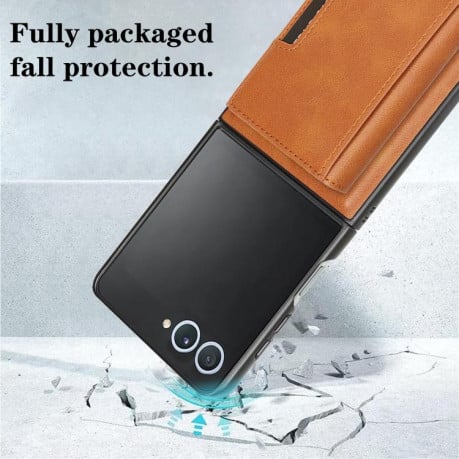 Чохол-книжка Kalebol Strong з MagSafe Tri-Fold з кишенькою для карт на Samsung Galaxy Filp 7 - коричневий