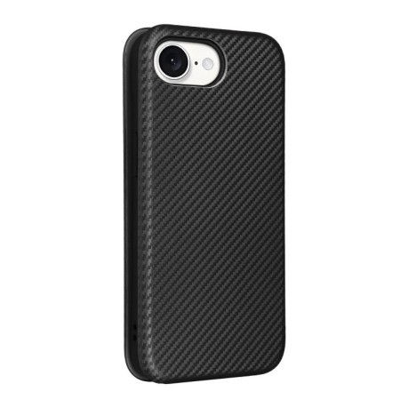 Чехол-книжка Carbon Fiber Texture на iPhone 16e - черный