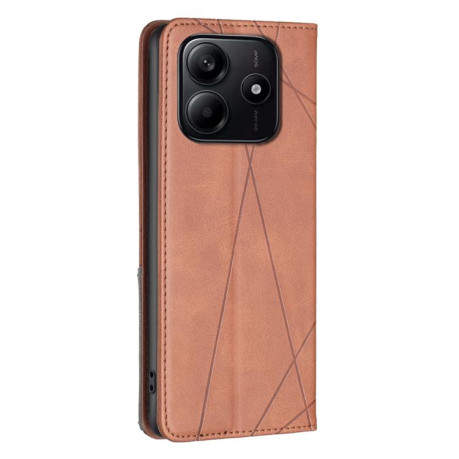 Чохол-книжка Rhombus Texture для Xiaomi Redmi Note 14 4G - коричневий