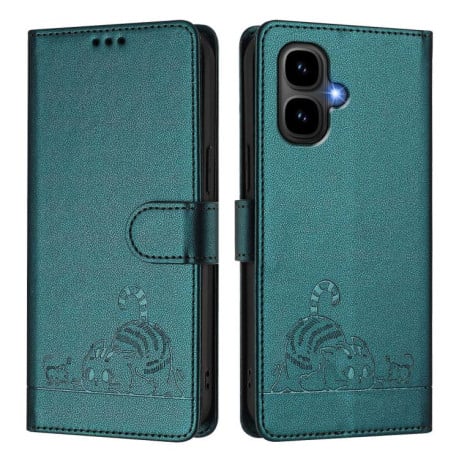 Чехол-книжка с тиснением Cat Rat защитой от сканирования RFID на Infinix Smart 10 4G - зеленый