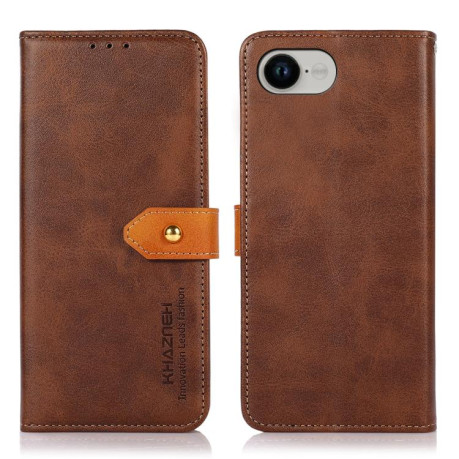Чохол-книжка KHAZNEH Dual-color Cowhide для iPhone 16e - коричневий