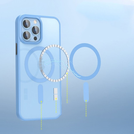 Противоударный чехол Crystal Clear Series (Magsafe) для iPhone 13 Pro - синий
