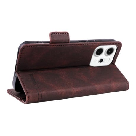 Чехол-книжка Magnetic Clasp Flip на OPPO Reno14 F 5G / 4G - коричневый