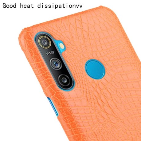 Ударопрочный чехол Crocodile Texture на Realme C3 - оранжевый