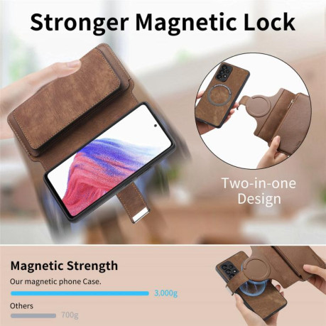 Чехол-книжка CaseNeo MagSafe RFID Anti-theft Zipper Wallet Retro Leather для Realme GT 7 Pro - коричневый