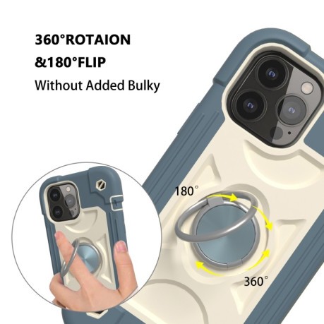 Противоударный чехол Silicone with Dual-Ring Holder для iPhone 14/13 - синий
