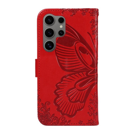 Чохол-книжка Swallowtail Butterfly Embossed Leather для Samsung Galaxy S25 Ultra 5G - червоний