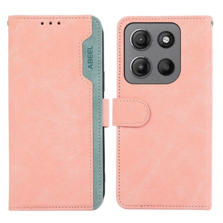 Чохол-книжка ABEEL Color Block Magnetic RFID Leather Motorola Moto G15 4G / G05 - Pink-Cyan
