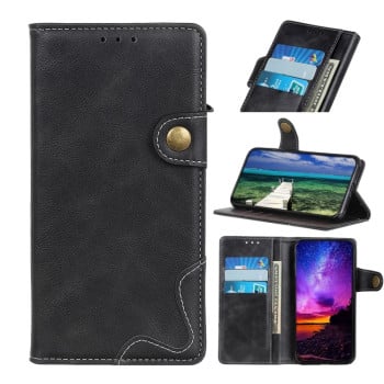 Кожаный чехол-книжка S-Type Stitching Calf для Samsung Galaxy M13 4G - черный