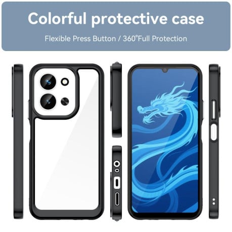 Противоударный чехол Colorful Acrylic Series с цветной силиконовой боковиной на Xiaomi Redmi 15C 5G / 4G EU 173mm - черный